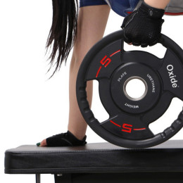Диск олимпийский Oxide Fitness OWP02 D50мм полиуретановый, с 3-мя хватами, черный 25кг.