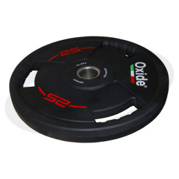 Диск олимпийский Oxide Fitness OWP02 D50мм полиуретановый, с 3-мя хватами, черный 25кг.