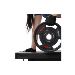 Диск олимпийский Oxide Fitness OWP02 D50мм полиуретановый, с 3-мя хватами, черный 25кг.