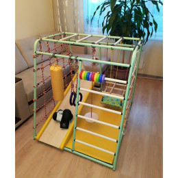 Детский спортивный комплекс Вертикаль Веселый Малыш MAXI горка мягкий бортик, фисташковый